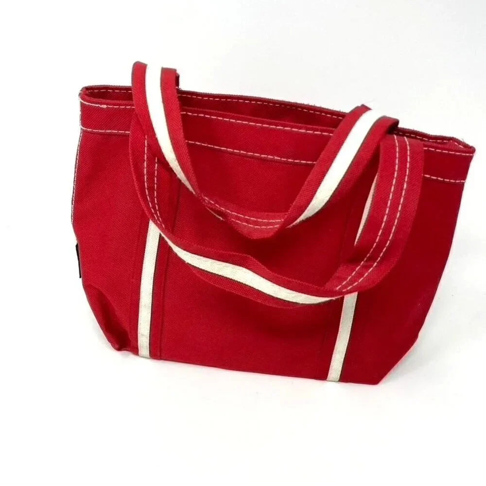 Gemline Mini Canvas Tote Red White Bag Purse